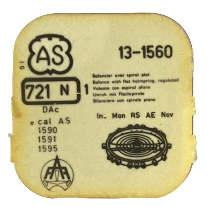 AS 1560 - 721 Balancier avec spiral plat (à l'unité) - Balance with flat hairspring regulated (per unit)