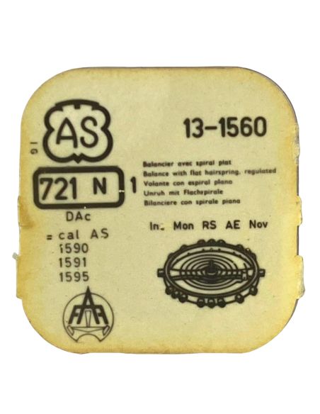 AS 1560 - 721 Balancier avec spiral plat (à l'unité) - Balance with flat hairspring regulated (per unit)