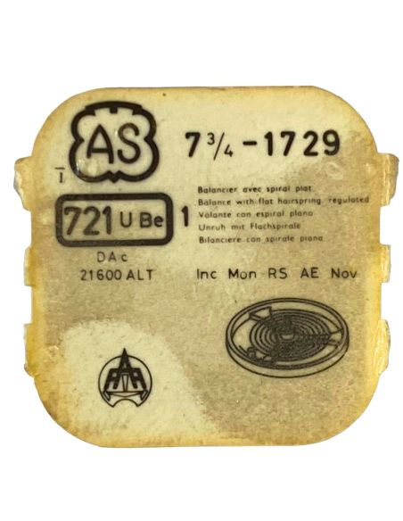 AS 1729 - 721 Balancier avec spiral plat (à l'unité) - Balance with flat hairspring regulated (per unit)