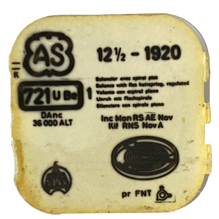 AS 1920 - 721 Balancier avec spiral plat (à l'unité) - Balance with flat hairspring regulated (per unit)
