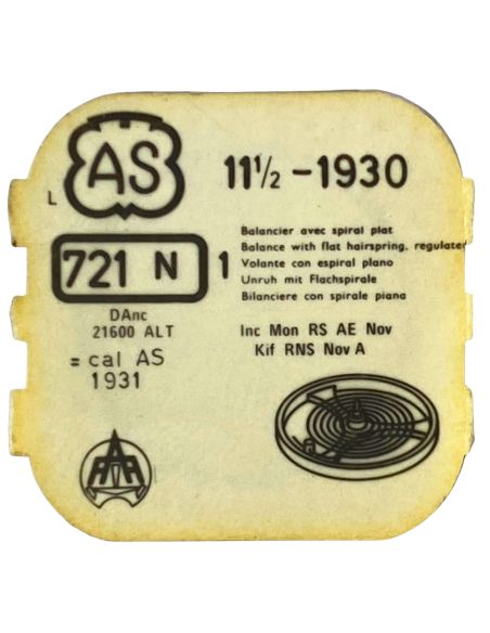 AS 1930 - 721 Balancier avec spiral plat (à l'unité) - Balance with flat hairspring regulated (per unit)