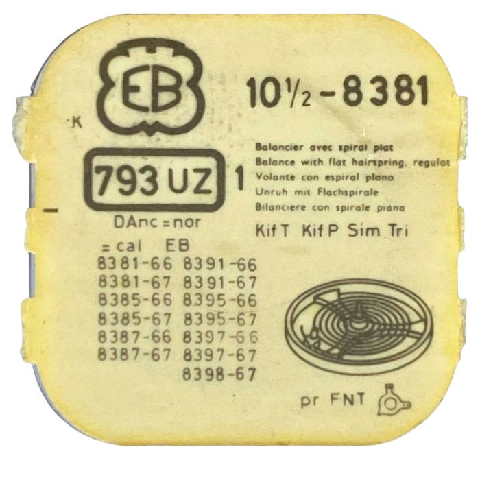 EB 8381 - 793 Balancier avec plateau et spiral (à l'unité) - Balance with roller regulated (per unit)