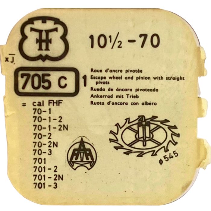 FHF 70 - 705 Roue d'ancre pivotée (à l'unité) - Escape wheel and pinion with straight pivots (per unit)