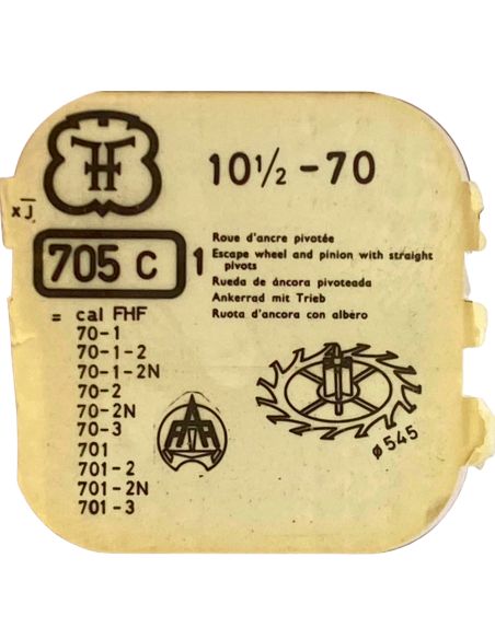 FHF 70 - 705 Roue d'ancre pivotée (à l'unité) - Escape wheel and pinion with straight pivots (per unit)
