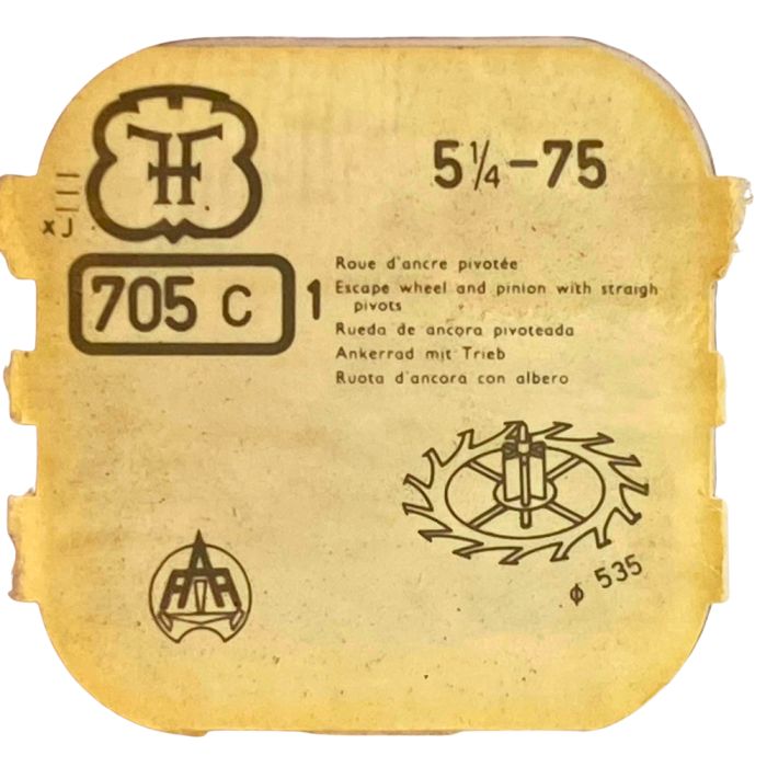 FHF 75 - 705 Roue d'ancre pivotée (à l'unité) - Escape wheel and pinion with straight pivots (per unit)