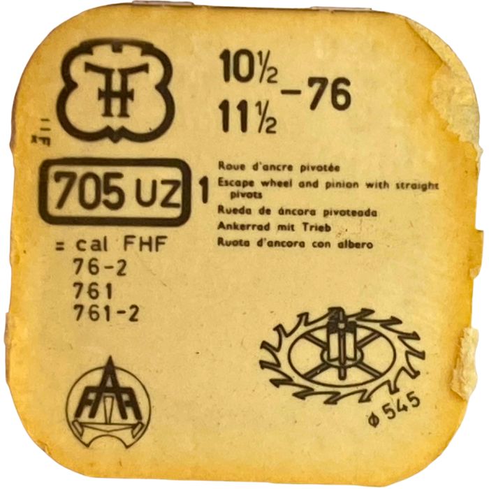 FHF 76 - 705 Roue d'ancre pivotée (à l'unité) - Escape wheel and pinion with straight pivots (per unit)