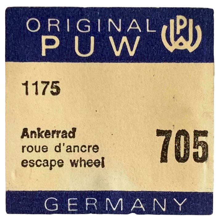 PUW 1175 - 705 Roue d'ancre pivotée (à l'unité) - Escape wheel and pinion with straight pivots (per unit)