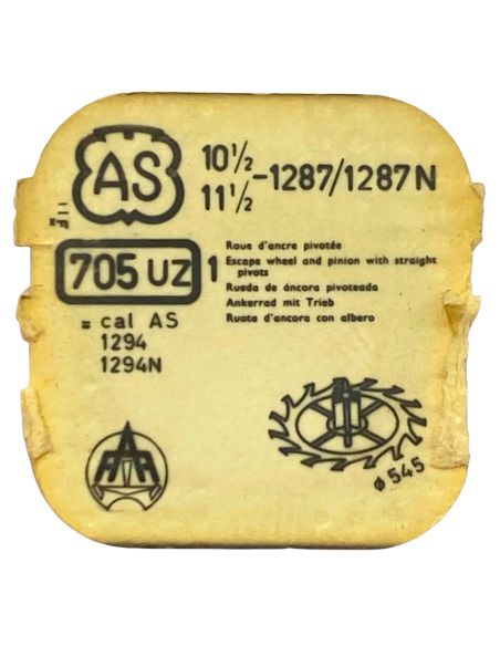 AS 1287/1287N - 705 Roue d'ancre pivotée (à l'unité) - Escape wheel and pinion with straight pivots (per unit)