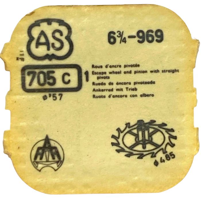 AS 969 - 705 Roue d'ancre pivotée (à l'unité) - Escape wheel and pinion with straight pivots (per unit)