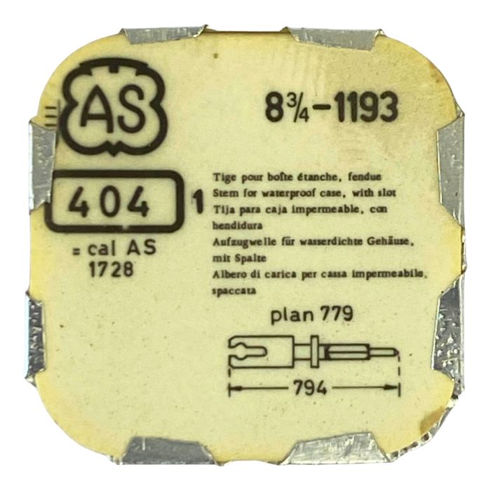 AS 1193 - 404 Tige pour boite étanche (partie mouvement) (à l'unité) - Stem for waterproof case (movement portion) (per unit)