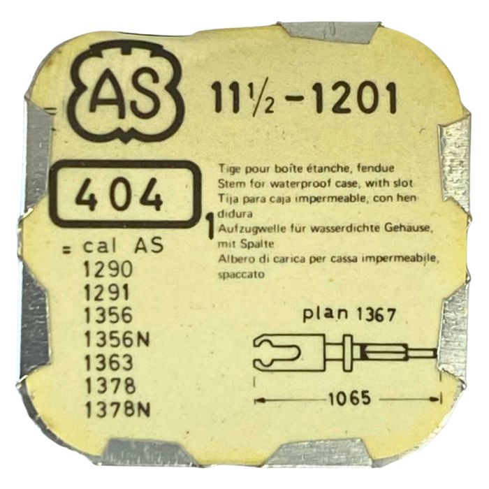 AS 1201 - 404 Tige pour boite étanche (partie mouvement) (à l'unité) - Stem for waterproof case (movement portion) (per unit)