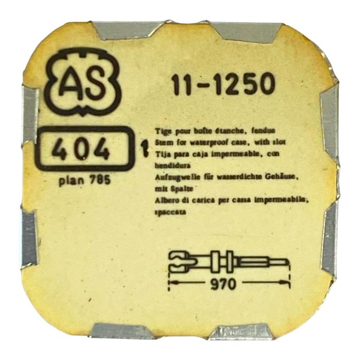 AS 1250 - 404 Tige pour boite étanche (partie mouvement) (à l'unité) - Stem for waterproof case (movement portion) (per unit)