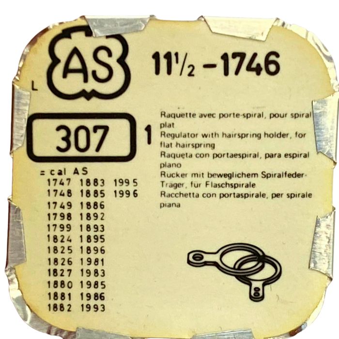 AS 1746 - 307 Raquette avec porte-piton mobile pour spiral plat (à l'unité) - Regulator with adjustable stud holder for flat hai