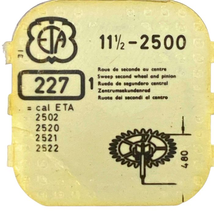 ETA 2500 - 227 Roue de seconde au centre (à l'unité) - Sweep second wheel and pinion (per unit)
