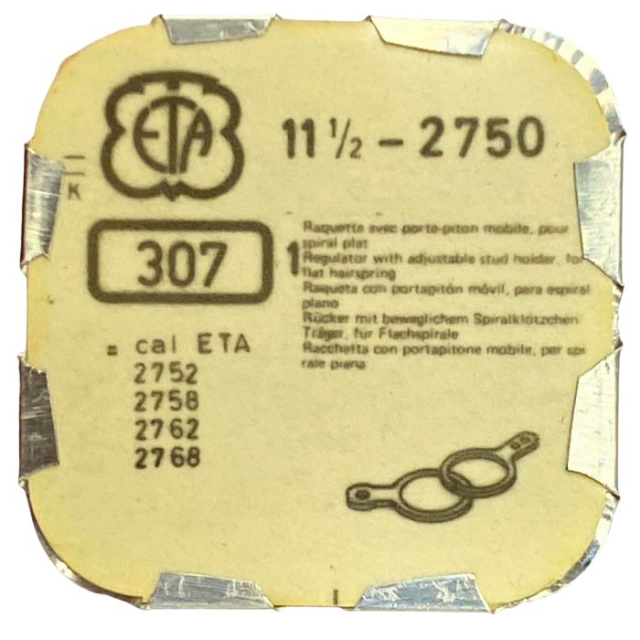ETA 2750 - 307 Raquette avec porte-piton mobile pour spiral plat (à l'unité) - Regulator with adjustable stud holder for flat ha