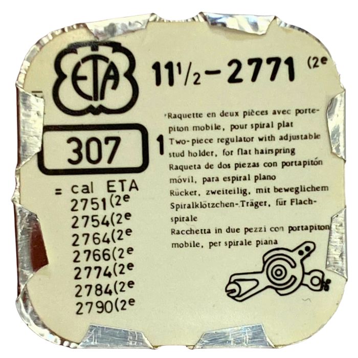 ETA 2771 - 307 Raquette avec porte-piton mobile pour spiral plat (à l'unité) - Regulator with adjustable stud holder for flat ha
