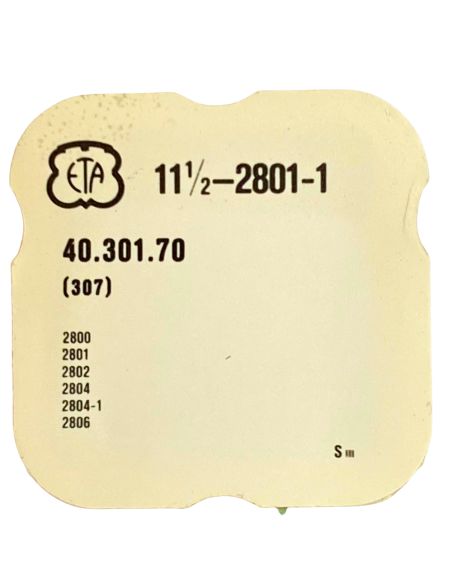 ETA 2801-1 - 307 Raquette avec porte-piton mobile pour spiral plat (à l'unité) - Regulator with adjustable stud holder for flat 
