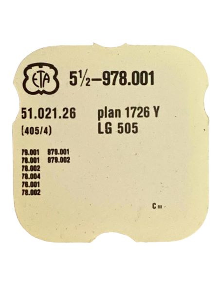 ETA 978.001 - 404 Tige pour boite étanche (partie mouvement) (à l'unité) - Stem for waterproof case (movement portion) (per unit