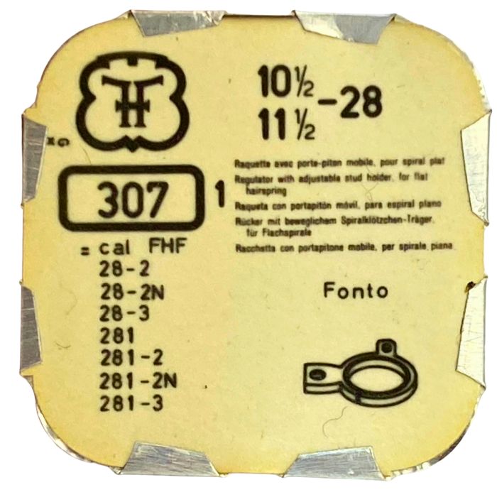 FHF 28 - 307 Raquette avec porte-piton mobile pour spiral plat (à l'unité) - Regulator with adjustable stud holder for flat hair