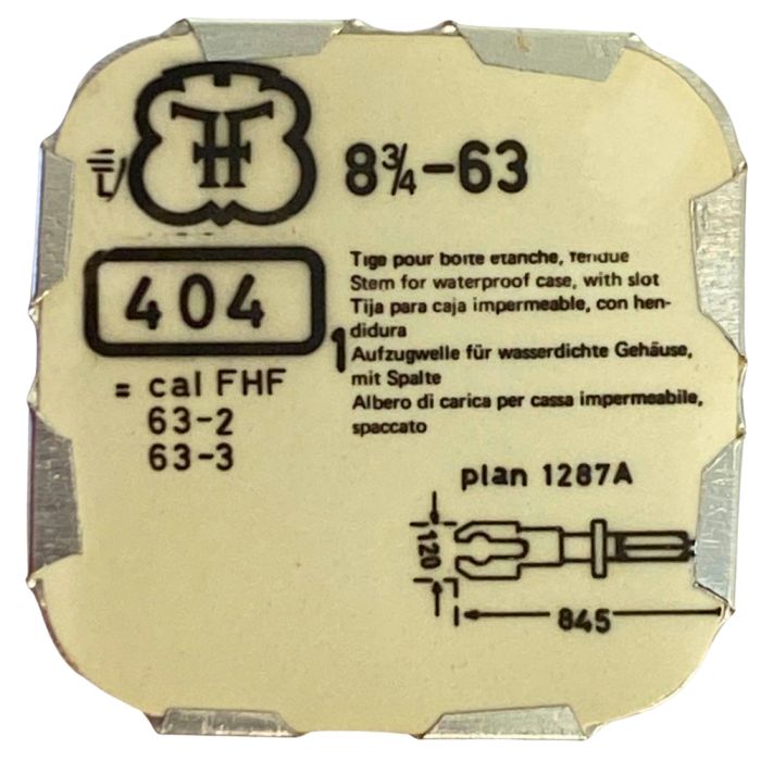 FHF 63 - 404 Tige pour boite étanche (partie mouvement) (à l'unité) - Stem for waterproof case (movement portion) (per unit)