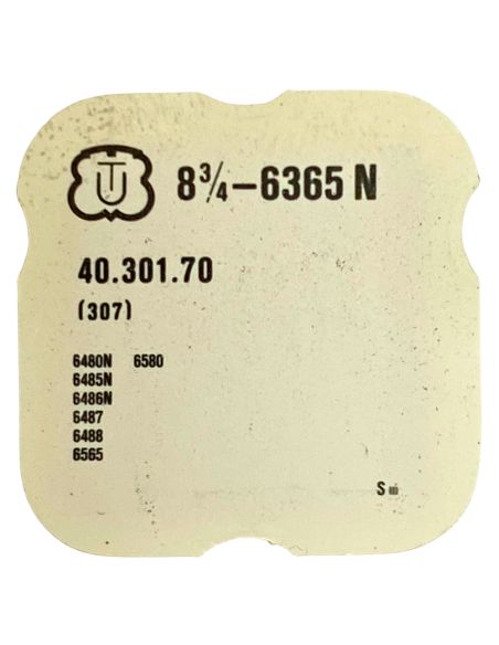 Unitas 6365N - 307 Raquette avec porte-piton mobile pour spiral plat (à l'unité) - Regulator with adjustable stud holder for fla