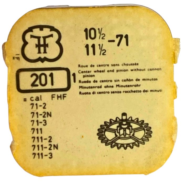 FHF 71 - 201 Roue de centre sans chaussée (à l'unité) - Center wheel and pinion without cannon pinion (per unit)