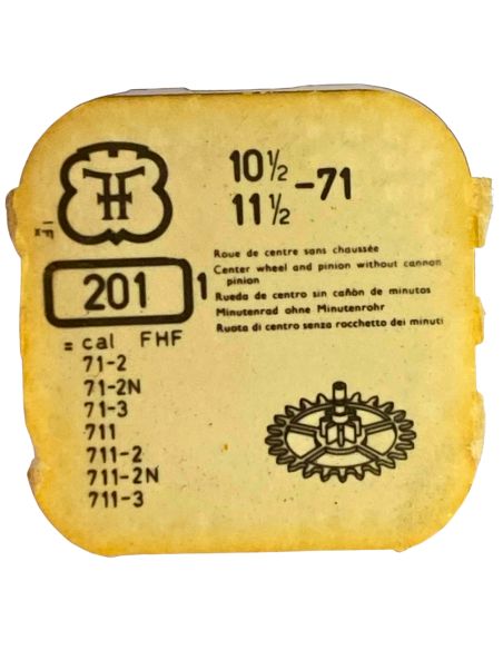 FHF 71 - 201 Roue de centre sans chaussée (à l'unité) - Center wheel and pinion without cannon pinion (per unit)