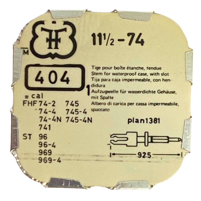 FHF 74 - 404 Tige pour boite étanche (partie mouvement) (à l'unité) - Stem for waterproof case (movement portion) (per unit)