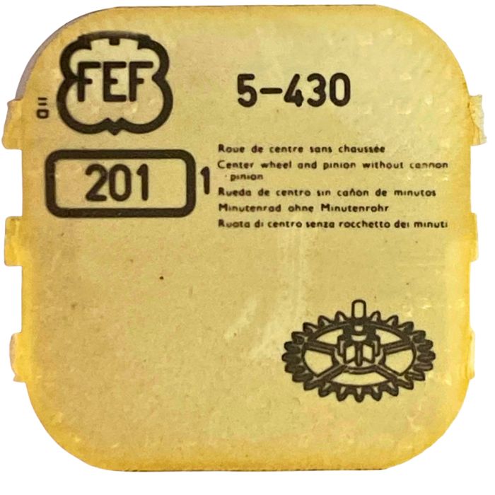 F.E.F 430 - 201 Roue de centre sans chaussée (à l'unité) - Center wheel and pinion without cannon pinion (per unit)