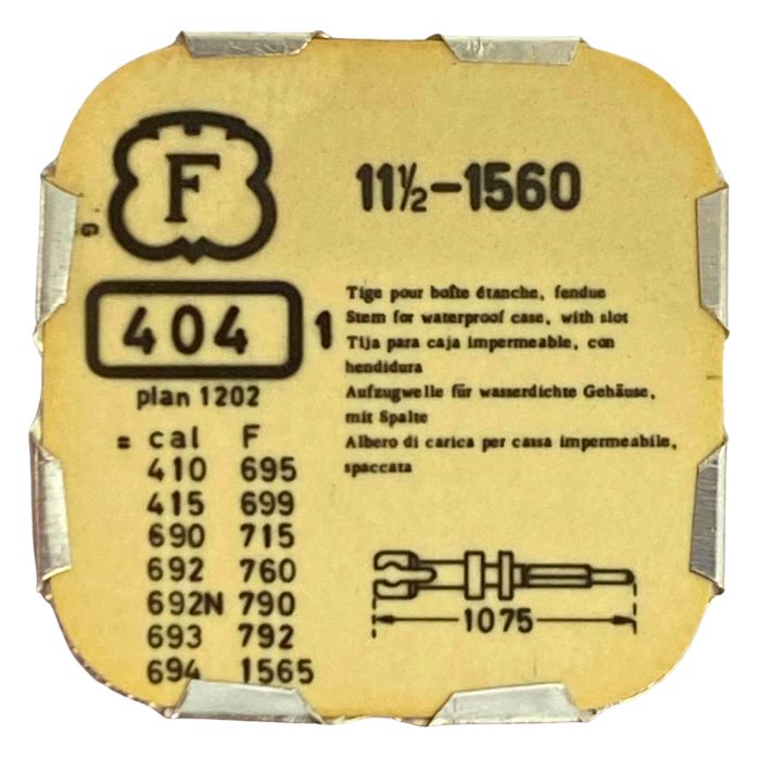Felsa 1560 - 404 Tige pour boite étanche (partie mouvement) (à l'unité) - Stem for waterproof case (movement portion) (per unit)