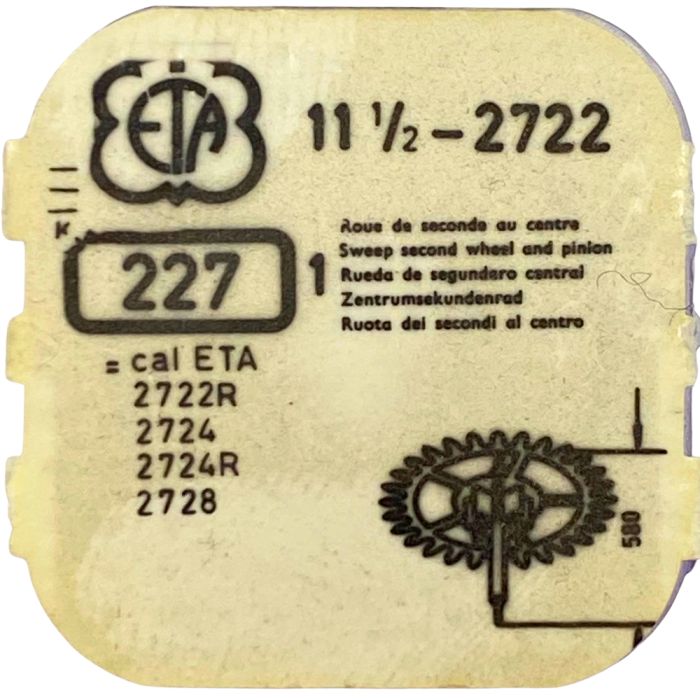ETA 2722 - 227 Roue de seconde au centre (à l'unité) - Sweep second wheel and pinion (per unit)