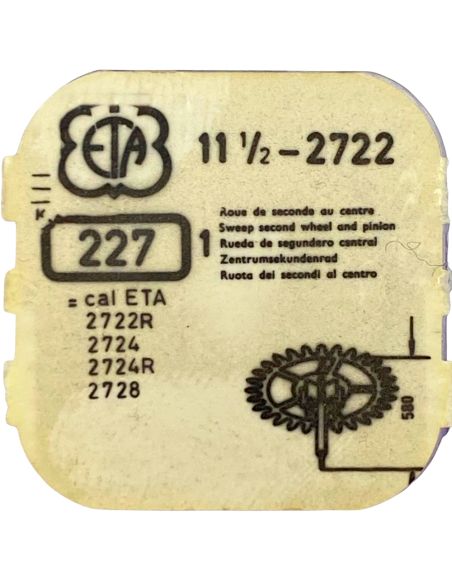 ETA 2722 - 227 Roue de seconde au centre (à l'unité) - Sweep second wheel and pinion (per unit)