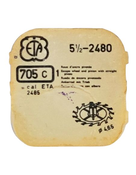 ETA 2480 - 705 Roue d'ancre pivotée (à l'unité) - Escape wheel and pinion with straight pivots (per unit)