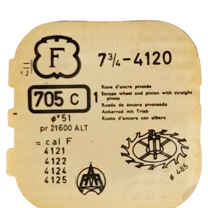 Felsa 4120 - 705 Roue d'ancre pivotée (à l'unité) - Escape wheel and pinion with straight pivots (per unit)