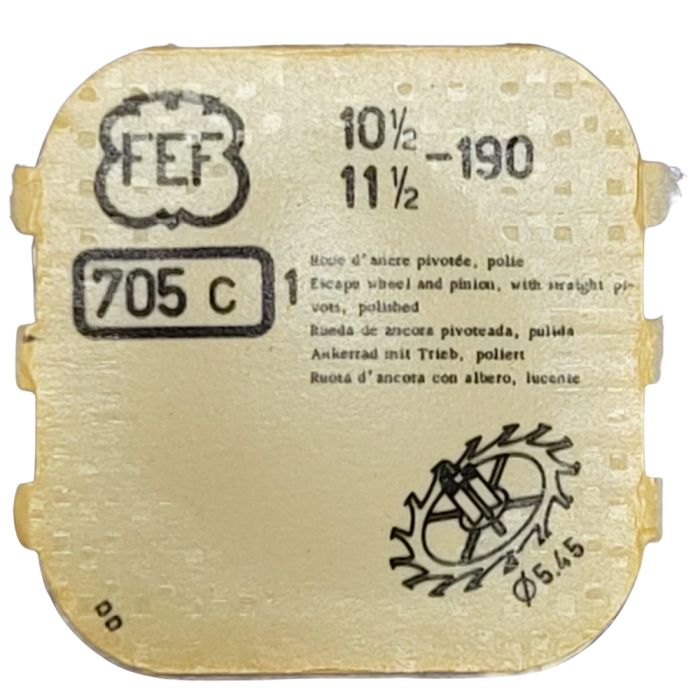 Tissot 709/2 - 705 Roue D'ancre Pivotée  à L'unité  - Escape Wheel And Pinion With Straight Pivots Per Unit