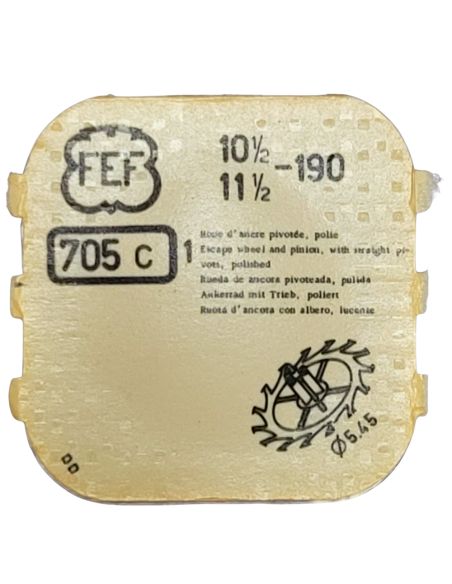 FEF 190 - 705 Roue d'ancre pivotée (à l'unité) - Escape wheel and pinion with straight pivots (per unit)