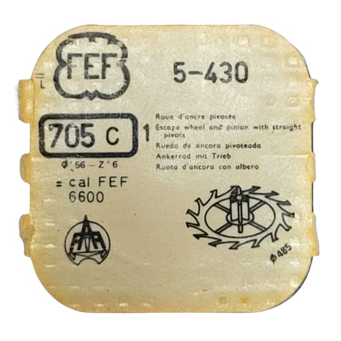 FEF 430 - 705 Roue d'ancre pivotée (à l'unité) - Escape wheel and pinion with straight pivots (per unit)