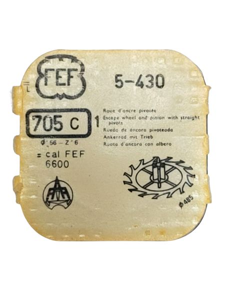 FEF 430 - 705 Roue d'ancre pivotée (à l'unité) - Escape wheel and pinion with straight pivots (per unit)