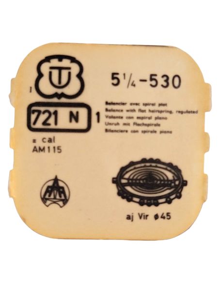 Unitas 530 - 721 Balancier avec spiral Breguet - Balance with Breguet hairspring regulated