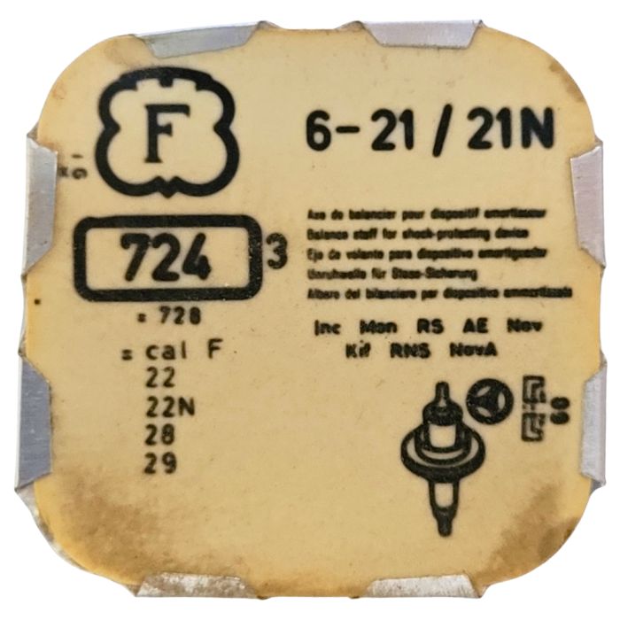 Felsa 21/21N - 724 Axe de balancier Incabloc - Incabloc balance staff, pivoted