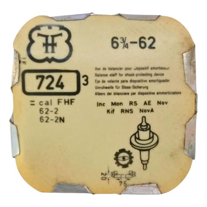 FHF 62 - 724 Axe de balancier Incabloc - Incabloc balance staff, pivoted