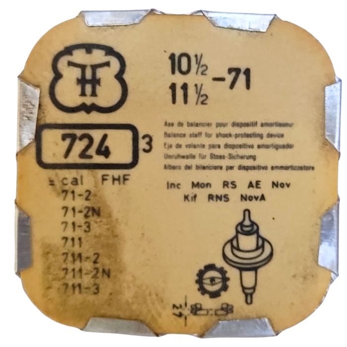 FHF 71 - 724 Axe de balancier "Incabloc" - "Incabloc" balance staff, pivoted