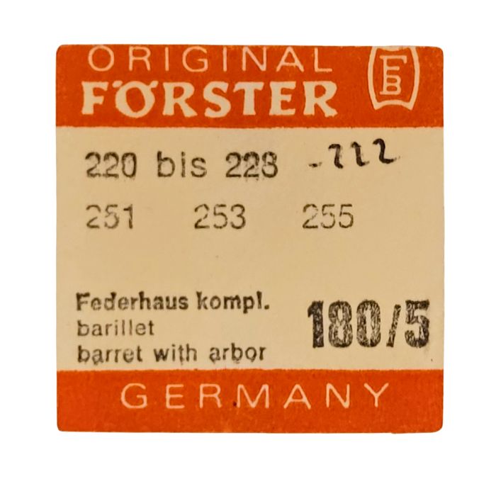 Förster 220 - 180 Barillet avec arbre (à l'unité) - Barrel with arbor (per unit)