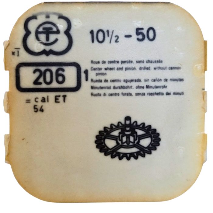 Eterna 50 - 206 Roue de centre percée sans chaussée (à l'unité) - Center wheel and pinion drilled without cannon pinion (per uni