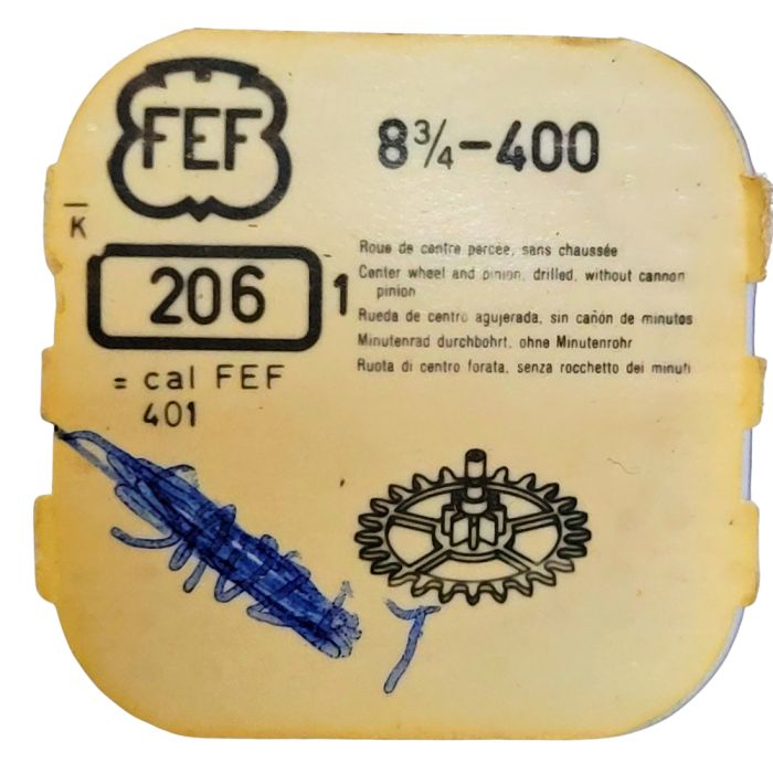 FEF 400 - 206 Roue de centre percée sans chaussée (à l'unité) - Center wheel and pinion drilled without cannon pinion (per unit)