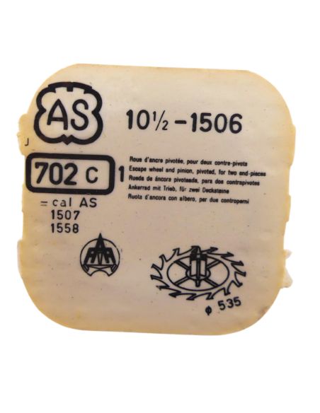AS 1506 42 Roue d'ancre pivotée pour deux contre-pivots - Escape wheel and pinion pivoted for two end-pieces