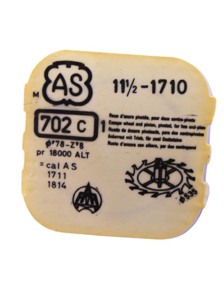AS 1710 702 Roue d'ancre pivotée pour deux contre-pivots - Escape wheel and pinion pivoted for two end-pieces