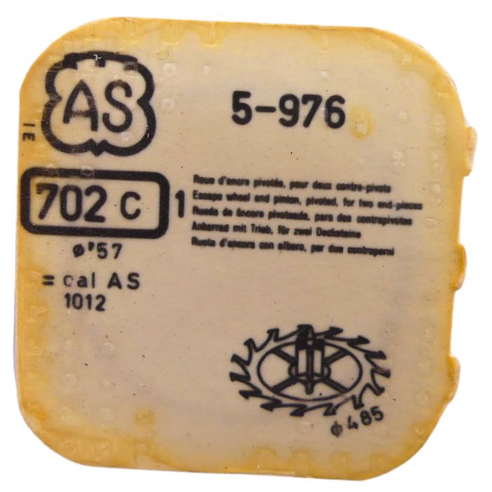 AS 976 702 Roue d'ancre pivotée pour deux contre-pivots - Escape wheel and pinion pivoted for two end-pieces