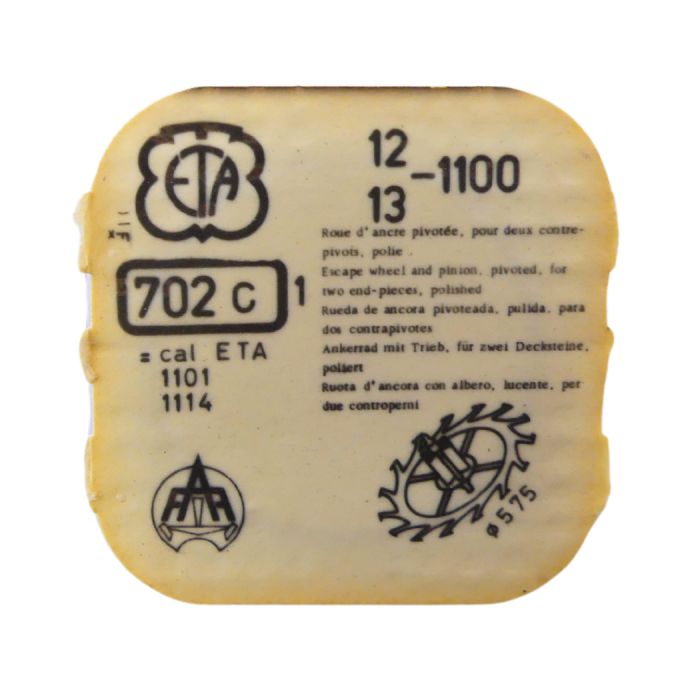 ETA 1100 42 Roue d'ancre pivotée pour deux contre-pivots - Escape wheel and pinion pivoted for two end-pieces