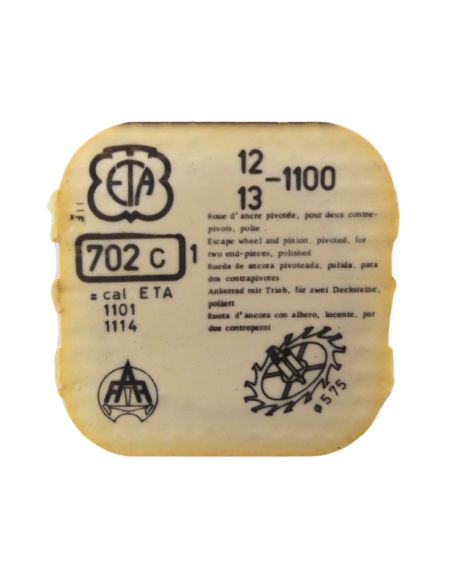 ETA 1100 42 Roue d'ancre pivotée pour deux contre-pivots - Escape wheel and pinion pivoted for two end-pieces